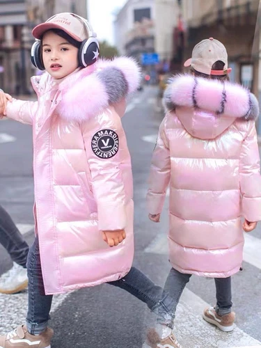 Girls Boys Lined Padded Winter Parka Coat Faux Fur Hooded Jacket Age 5-14 school - Picture 6 of 52
