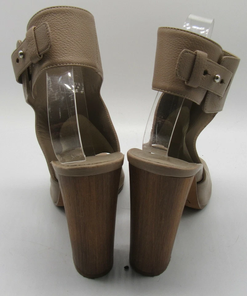 Tacones Vince de cuero beige con correa al tobillo y punta abierta talla 8,5 M Foto 4 de 4