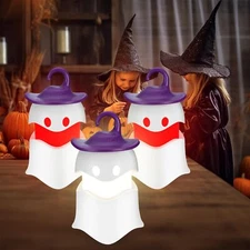 3-Pack Halloween Hanging Ghost Light Collapsible Ghost Camping Lantern Two Color
