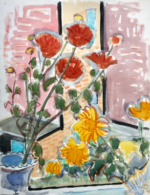 Johannes Sass (1897-1972), Monogrammed Watercolour, Floral Still Life, 1947