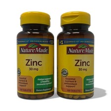 Nature Made Zinc 30 mg Dietary Supplement 100 tabs exp 01/2026 Pack of 2 