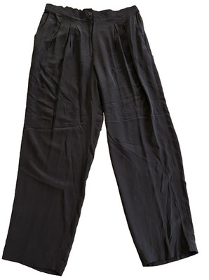 Vintage PIA RUCCI 100% Silk Black Pants Sz 1X Button/Elastic Closure Classy F13