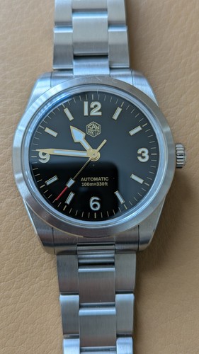  San Martin Black Enamel Dial Gold Indices Ranger Style 38mm Watch SN0107-G4 