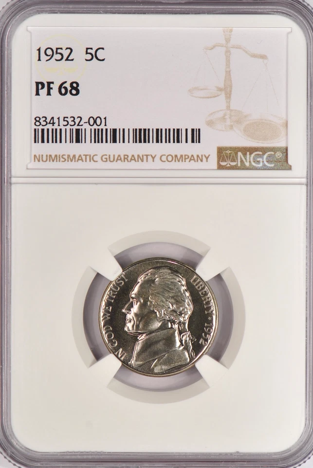 1952 Jefferson Nickel Proof NGC PF 68 PR68 Lightly Toned Coin 5C - Image 2 of 3