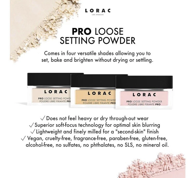 LORAC Soft Rose Pink Pro Loose Setting Finishing Powder .83 OZ  Minimize Pores - Image 2 of 4