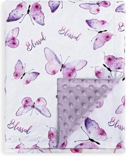 BORITAR Baby Blanket for Girls Soft Plush Minky Fabric, 30x40 Inch, Purple