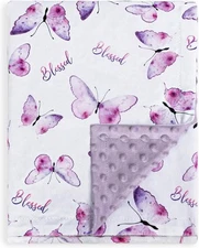BORITAR Baby Blanket for Girls Soft Plush Minky Fabric, 30x40 Inch, Purple 
