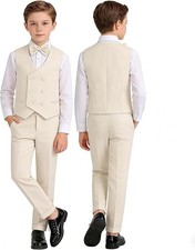 Luobo Bei Bei 4-Piece Boys' Tuxedo Set-Blazer, Vest, Dress Pants, Tie Size 7-8
