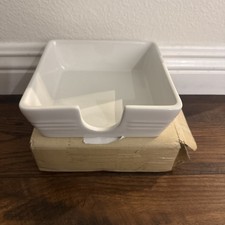 Le Creuset Signature Cocktail Napkin Holder Tray White 6"  15cm - NEW