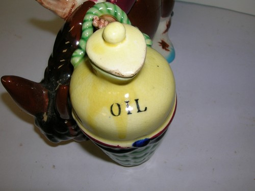 Ceramic Mexican Man on Donkey Burro Salt & Pepper Cruet Set Vintage Japan 7.75" - Picture 15 of 15