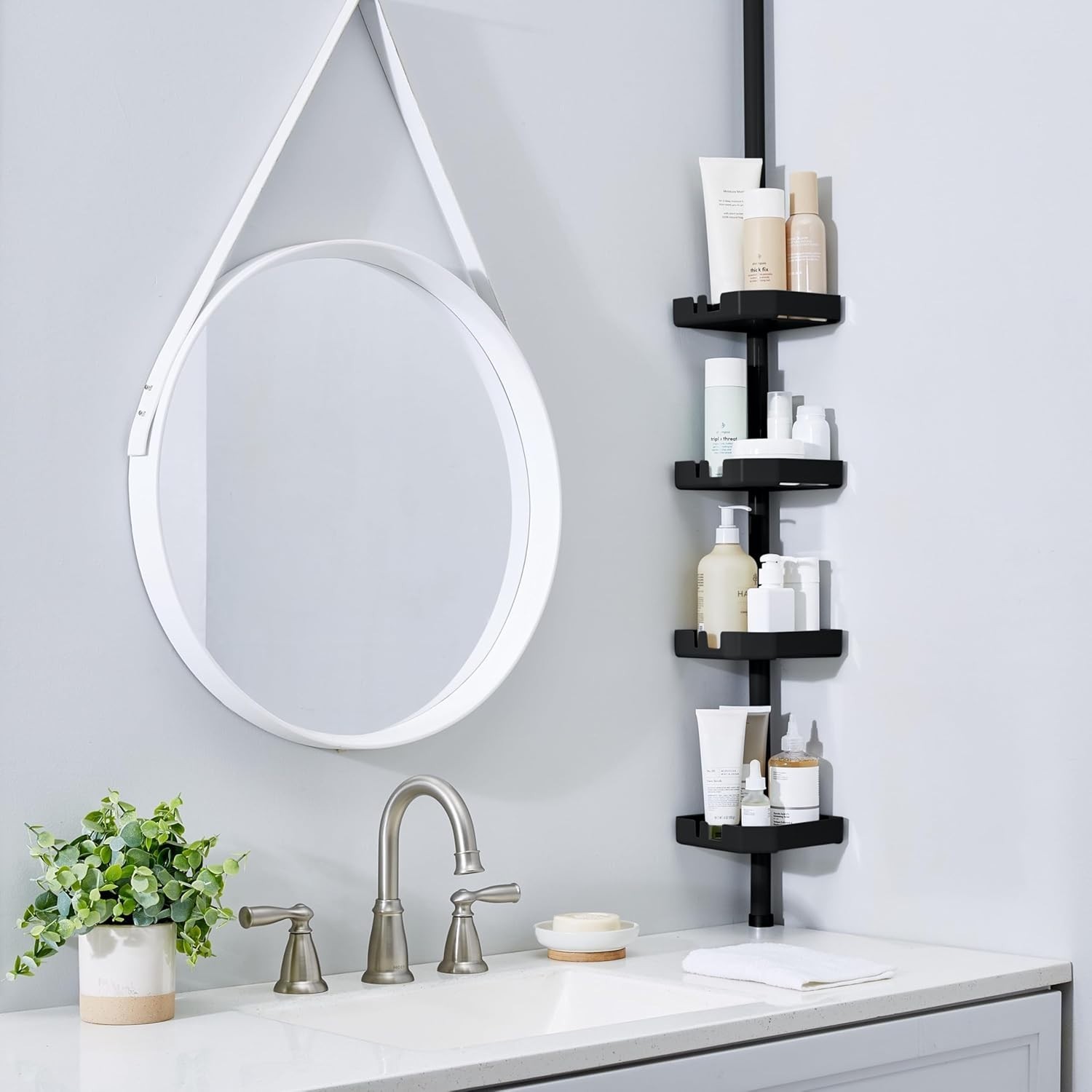 Bath Bliss 4 Tier Tensions Corner Shower Caddy Shelves Adjustable 48“-101”