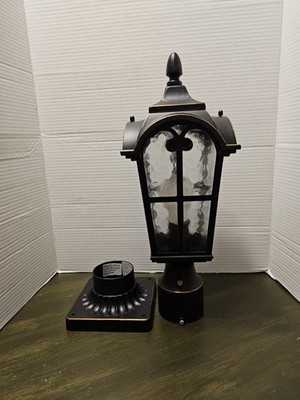 EDISHINE18 in. 1-Light Black Aluminum Dusk to Dawn Outdoor Waterproof Pier...