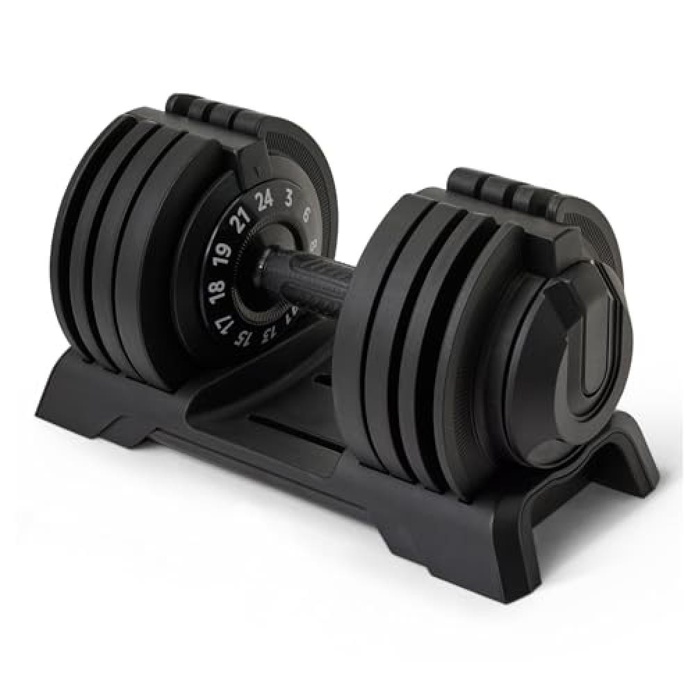 (TG. 24 kg) Amazon Basics Manubrio regolabile, 24 kg, 12 pesi, manubrio singolo