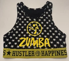 Pre Owned Good Zumba Leggings Sz M Sports Bra Sz L 2 Pc Set Stars Yellow Black 