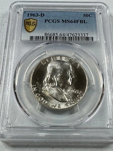 1963-D  FRANKLIN US Half Dollar,   MS64 by PCGS,   FBL,   a SUPERB coin!!!!