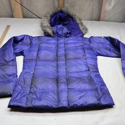 Columbia Down Jacket Women Small Purple Plaid Mercury Maven II Insulated Puffer
