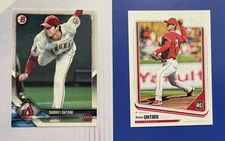 2018 BOWMAN #49 and SCORE #16 RC Shohei Ohtani Rookie Two (2) card LOT MVP