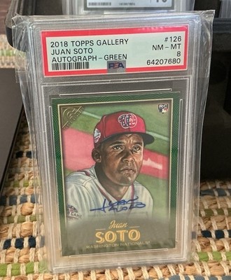 2018 Topps Gallery Juan Soto Rookie Auto Green #126 PSA 8 NM-MT RC 83/99