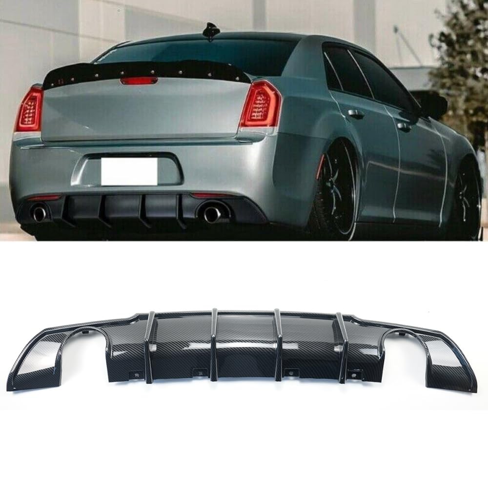 Rear Diffuser Lip for Chrysler 300 SRT 2015-2023 Shark Fin Splitter Carbon Fiber