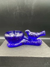 Mosser Cobalt Blue Bird On Nest Open Salt Dip Cellar