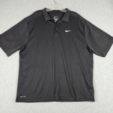 Nike Polo Shirt Mens XL Black Golf Performance Swoosh Logo Short Sleeve Collared