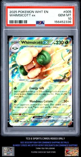 2025 Pokemon Wht En-White Flare Pokémon #005 Whimsicott Ex PSA 10