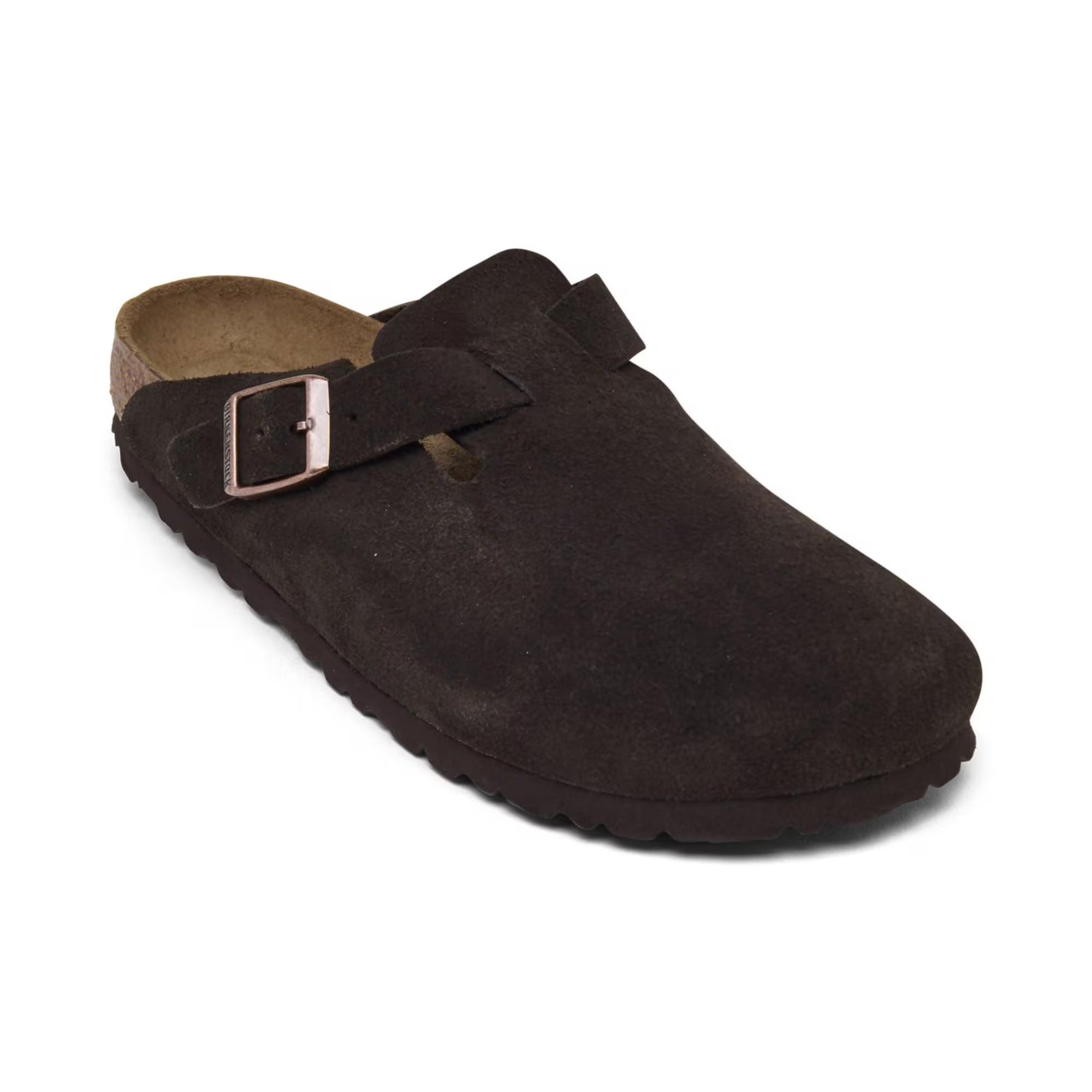 Women's Birkenstock Boston Soft Footbed Suede Leather Clogs Mocha