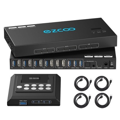 Ezcoo HDMI KVM Switch USB 3.0 4 Computer 2 Monitore EDID Emulatoren 4K@60Hz
