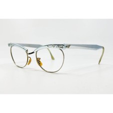 Hudson Cat Eye Eyeglasses Women Blue Silver Vintage Aluminum 4 1/2 LB 5 3/4 LO