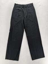 Madewell Slouchy Straight Pants Womens 00 Black Linen Blend Pleated Twill Dress