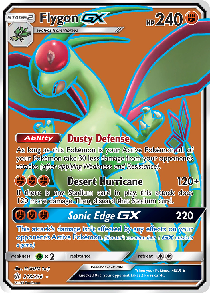 FLYGON GX 218/236 ULTRA RARE COSMIC ECLIPSE POKEMON NEAR MINT