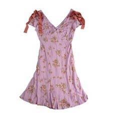 Wild Fable Dress Womens Small Pink Floral Tie Strap Knee Length V Neck NWT