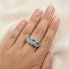 Seafoam Green Paraiba Tourmaline 4.05Ct 925 Sterling Silver Three Stone Rings