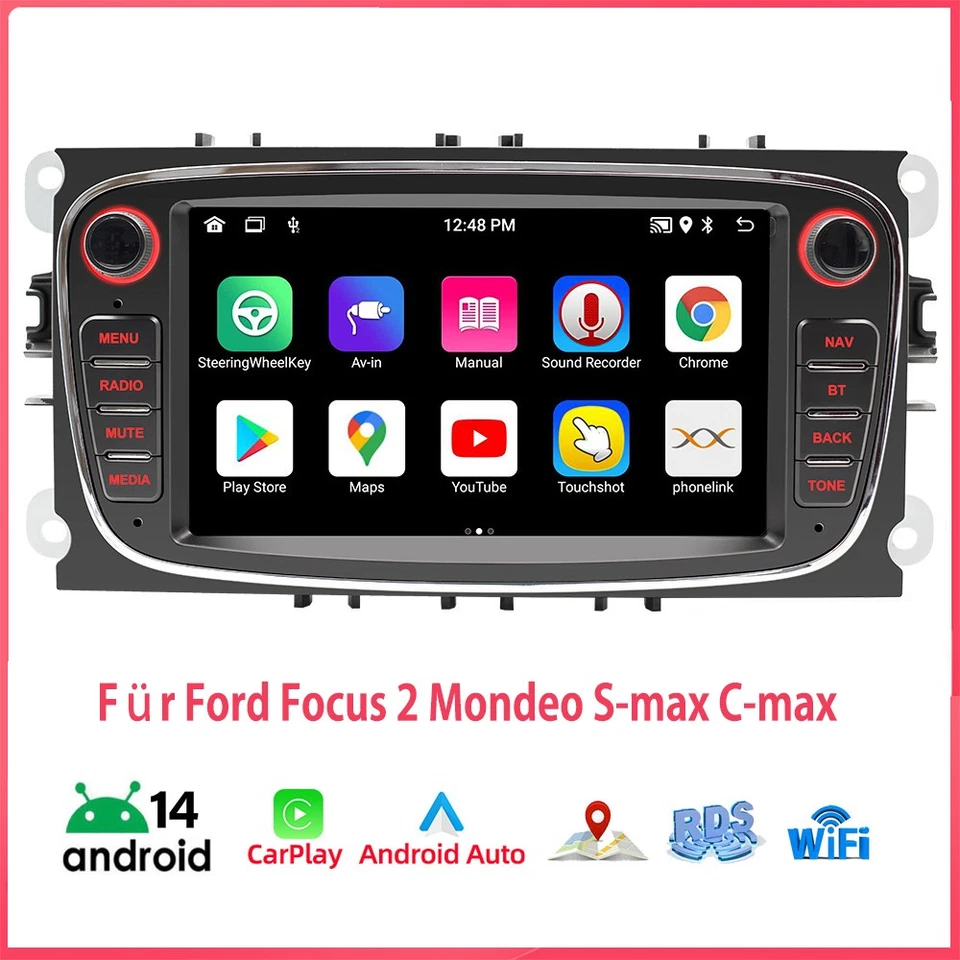Android 13 Carplay 2+64G Für Ford Focus MK2 2008-11 Autoradio Bluetooth GPS NAVI - Bild 2 von 4