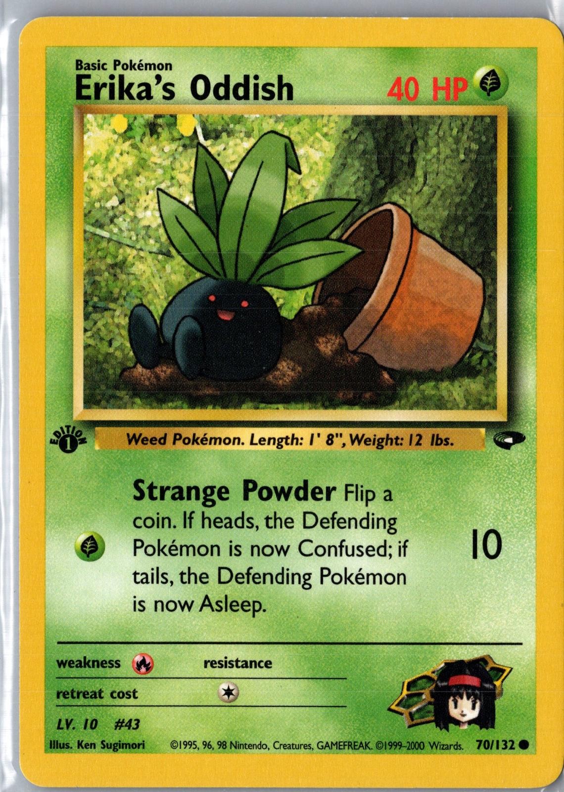 Erika's Oddish 70/132 Common Gym Challenge Pokemon 1st Edition Moderately Played