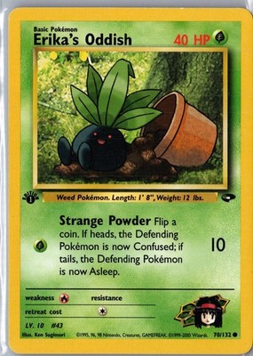 Erika's Oddish 70/132 Common Gym Challenge Pokemon 1st Edition Moderately Played