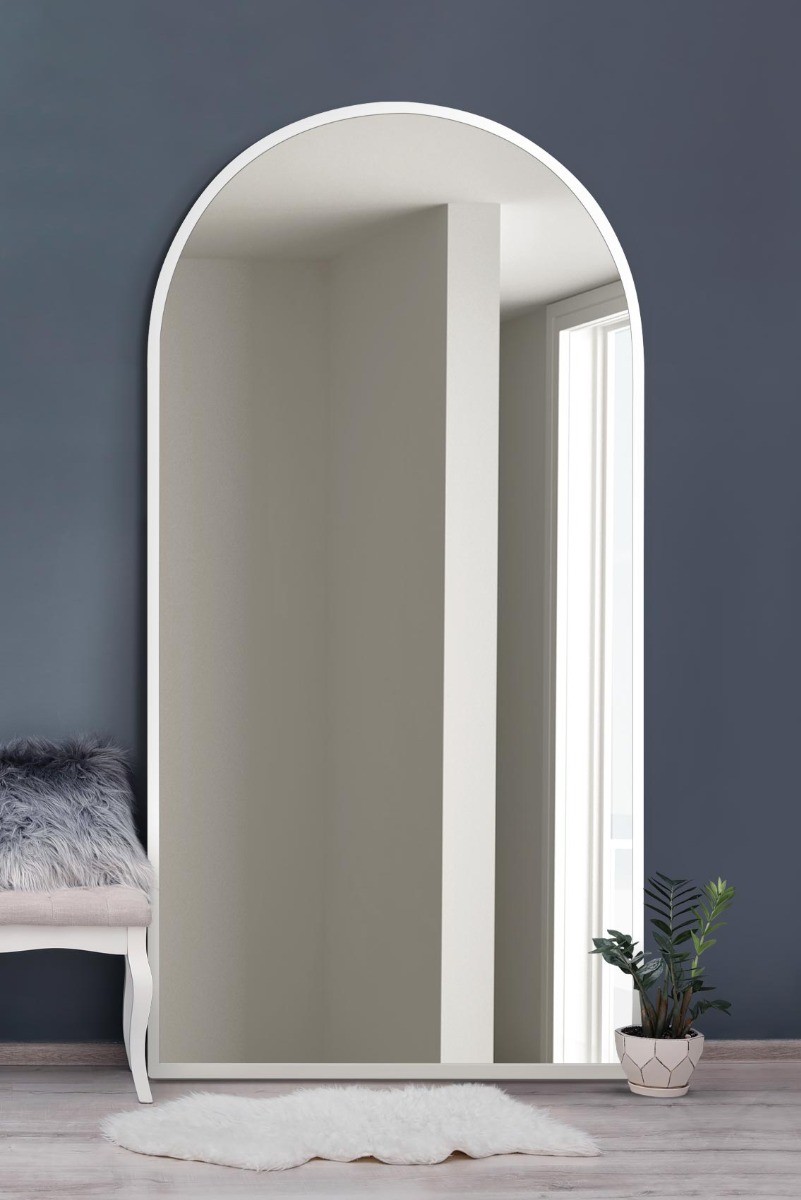 The Arcus New Extra Large White Framed Arched Mirror - 71"" X 35"" 180 x 90cm