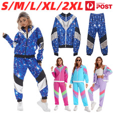 Retro Disco Costume 70s 80s Hippie Tracksuit Fashion Fancy Hippy Halloween Party