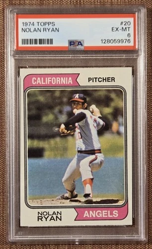 1974 Topps #20 Nolan Ryan California Angels Original Baseball Card PSA 6 EX/MT