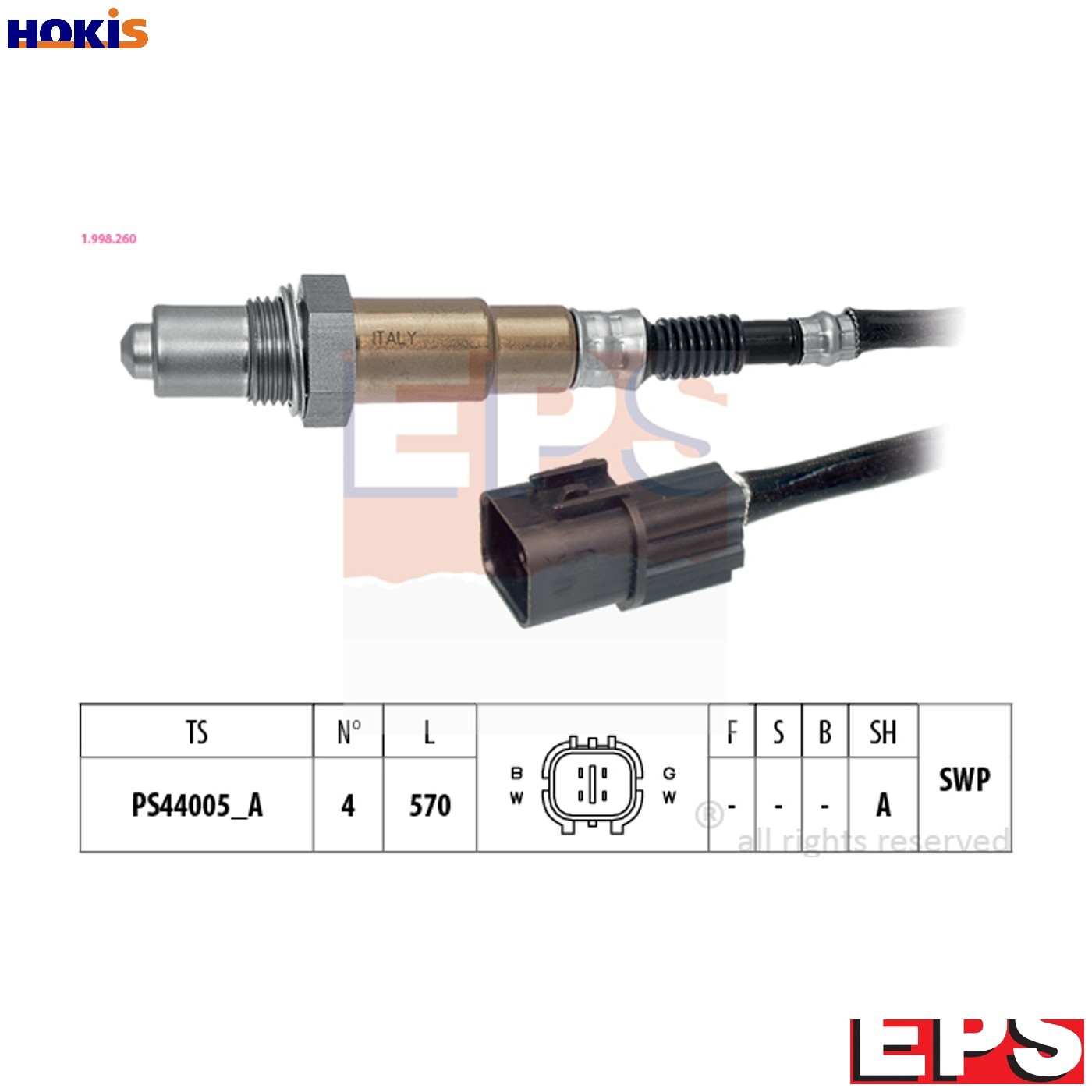 LAMBDA SENSOR 1.998.260 FOR HYUNDAI i20 i30/II i10 VERNA/FLUIDIC/IV SOLARIS 1.4L