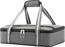Gray Insulated Casserole Carrier for Hot or Cold Food, La