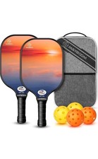 2 Paddle Pickleball Set Fiberglass USAPA Approved Pickle Balls Paddles Case