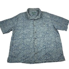 Orvis Kalamkari Block Print Shirt Mens Xxl Short Sleeve Button Down Boho 2tt9