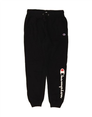 CHAMPION Womens Graphic Tracksuit Trousers Joggers UK 12 Medium  Black DI14