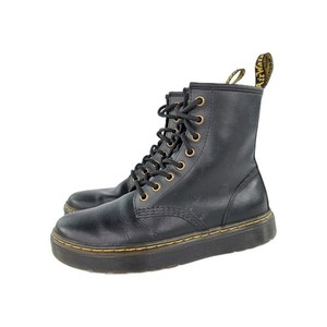 Dr. Martens Zavala Combat Boots US 7 Women's Black Leather Flat Heel Lace-Up
