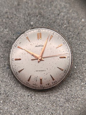 #1624 ORIGINAL ALPHA 2524 UHRWERK HANDAUFZUG MECHANISM MOVEMENT PART
