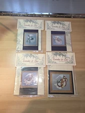 Lot of 4 Lavender Lace Cross Stitch Pattern Angel of Spring, Summer, Autumn, Ice