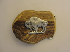 Vintage Buffalo Elk Antler Belt Buckle