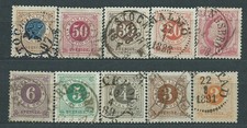 Sweden - Mail 1886-99 Yvert 29/38 Used Oscar II