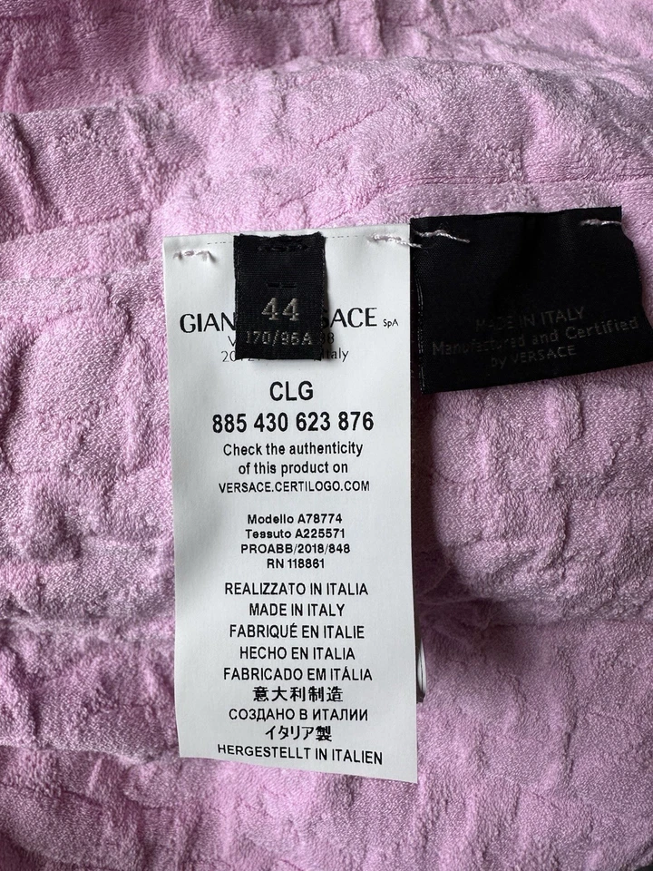 Vestido Versace Tejido Encaje Bodycono Manga Larga Largo Completo Rosa Talla 44 EE. UU. 10 Foto 3 de 4